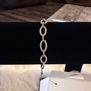 Elegant Silver Link Bracelet with REAL DIAMONDS